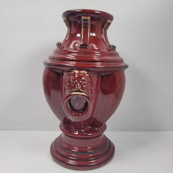 Vintage Bombay Company Burgandy Lion Ring Garden Planter Pot Vase - Picture 3 of 7